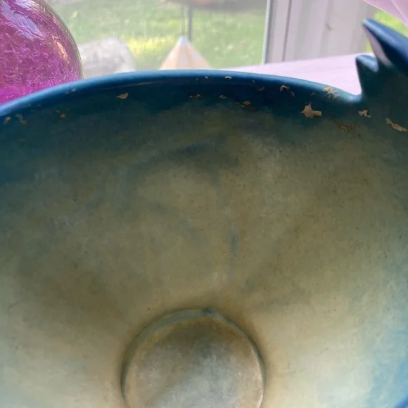 Rare Blue Roseville Pottery Basket - Picture 9 of 10